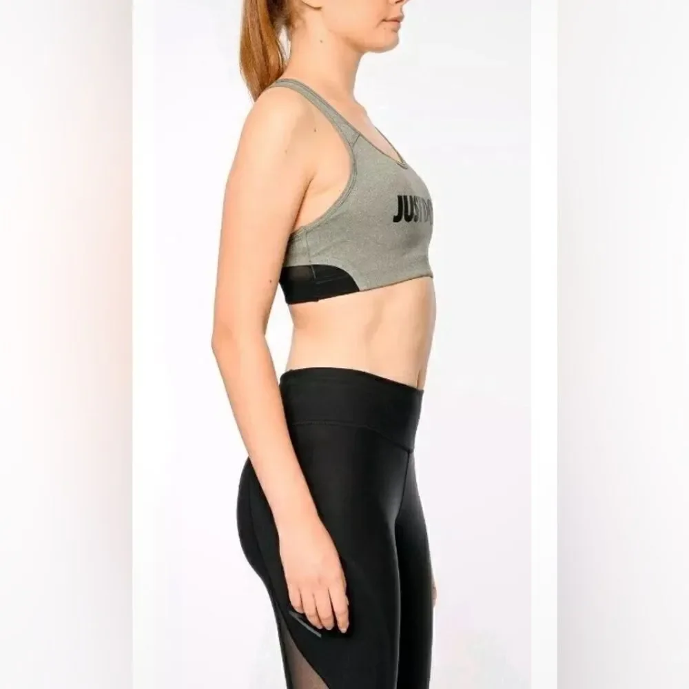 EUC NIKE Women’s Gray/Black Just Do It Sports Bra Athletic- Size Large